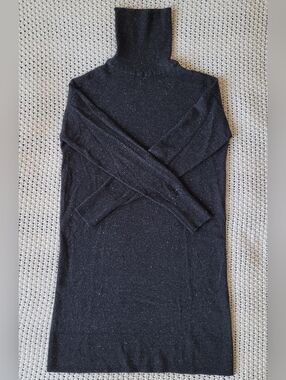 Everlane Cashmere Turtleneck Dress In Dark Grey Donegal